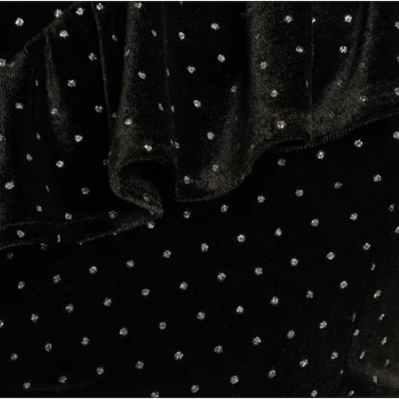 Lulus Black Velvet Polka Dot One-Shoulder Mini Dress S - Picture 10 of 11